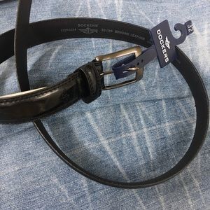 NWT Dockers Distressed Black Leather Belt 32/80